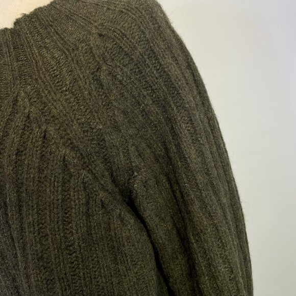 Vintage SKYR Green Knit Ribbed Wool Sweater Cardigan Large Zip Up Nordic Granny - Picture 5 of 10